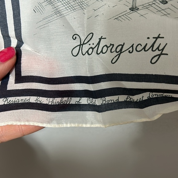 Vintage Scarf with Stockholm Landmarks Designed by Thirkell of Old Bond Street - Picture 3 of 9